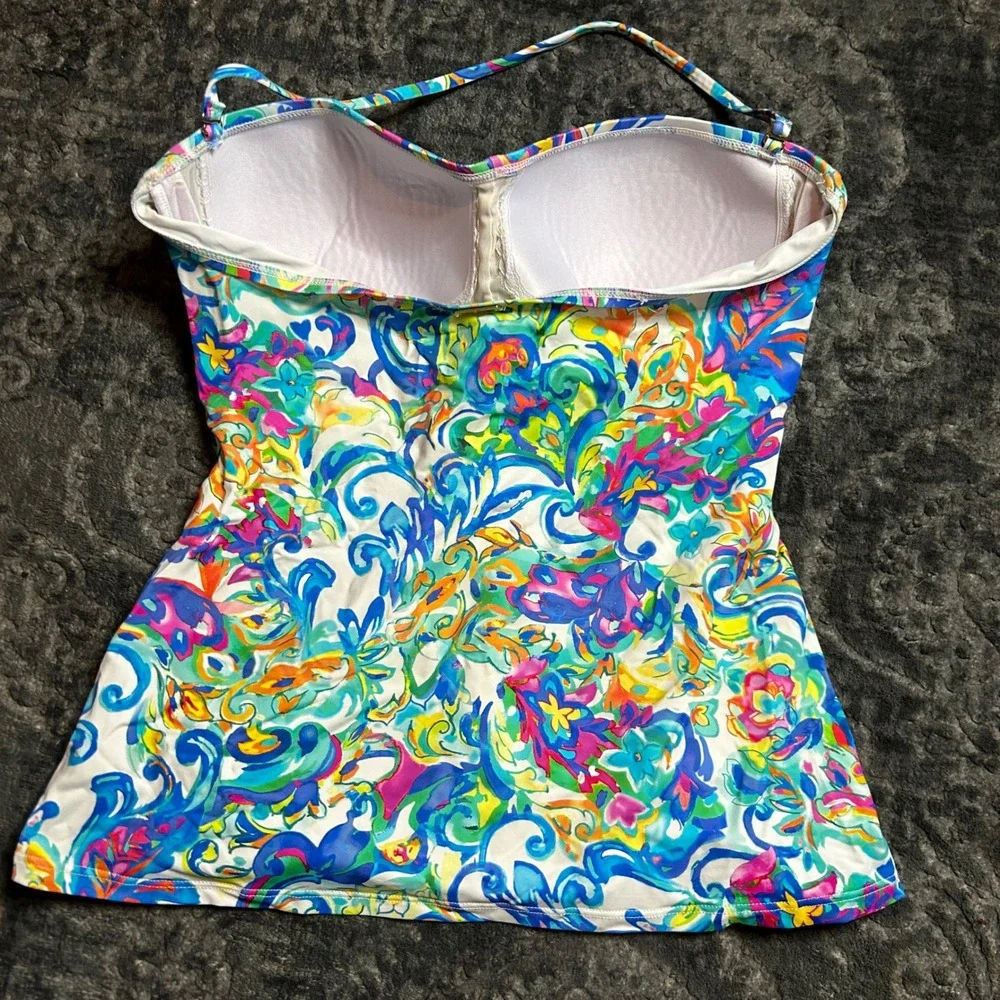 Lauren Ralph Lauren Tankini Paisley‎ Swim Top Green Blue Resort Floral Halter 6